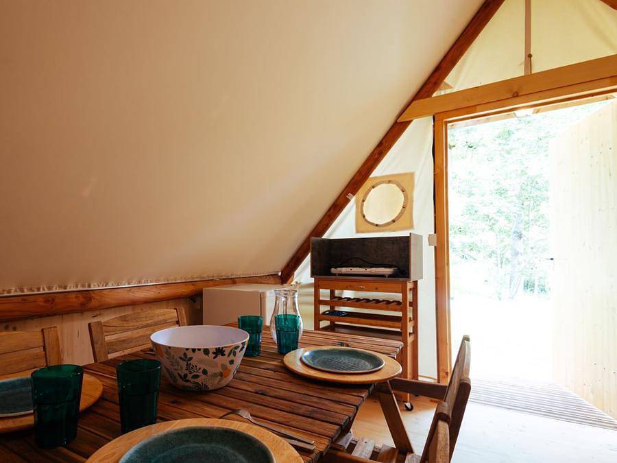 Camping Pene Blanche - Safarizelt 4 personen - Lodge Trappeur 4 Pers. in Loudenvielle, Französische Pyrenäen