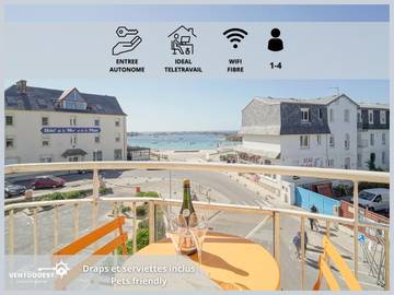 Gîte pour 4 personnes, avec balcon et vue, adapté aux familles dans Port Coz Pors