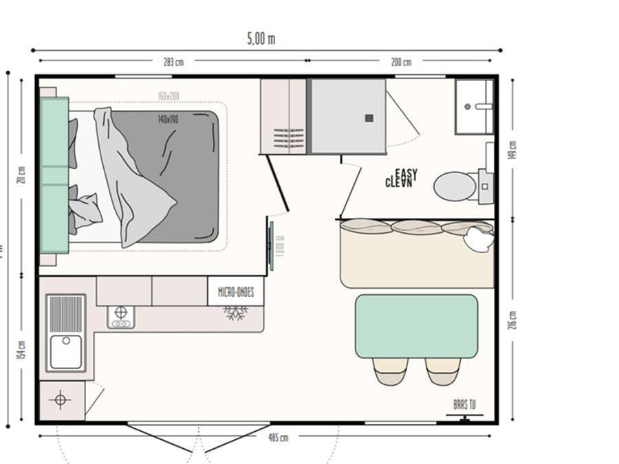 Camping La Forêt Lahitte - Mobile home 2 persons - 3 clovers 1 bedroom 1 bathroom in Parentis-en-Born, Côte d’Argent