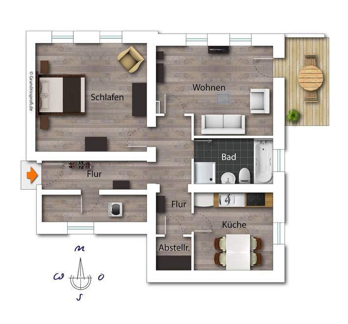Ferienwohnung für 5 Personen, mit Terrasse und Sauna sowie Garten in Blankenburg - 4