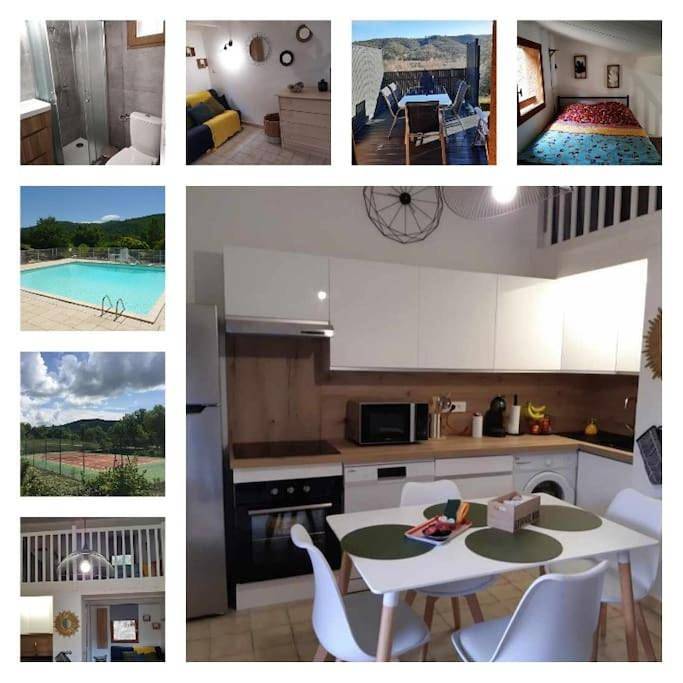 Location de vacances pour 4 personnes, avec piscine ainsi que vue et balcon à Saint-Martin-de-Brômes