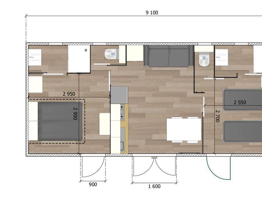 Camping Portes d'Ariège - Chambre 4 personnes - duotel 4 pers. in Pamiers, Ariège
