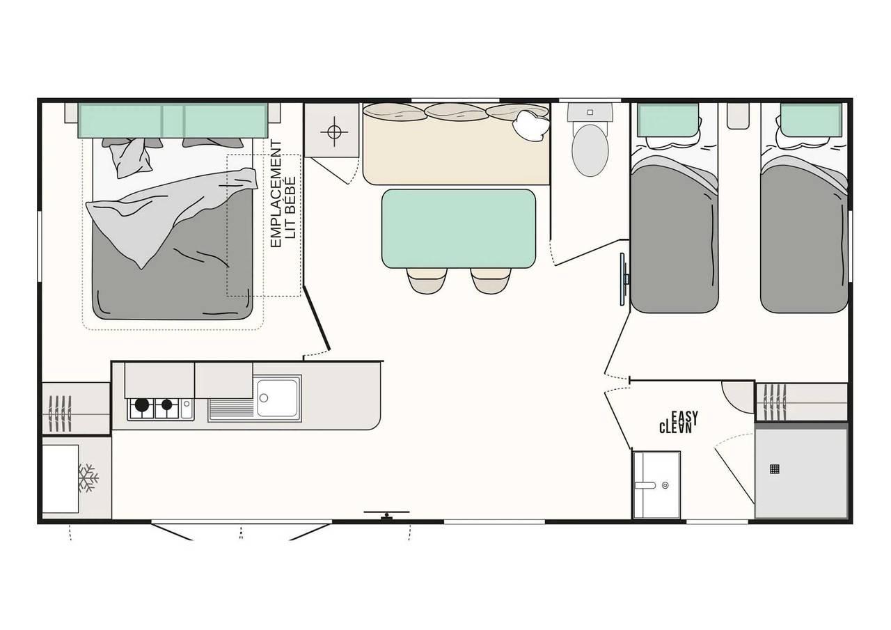 Zecamping espace aquatique club enfant locatif Tv 28m2 7 pers in Saint-Michel-Chef-Chef, Côte de Jade