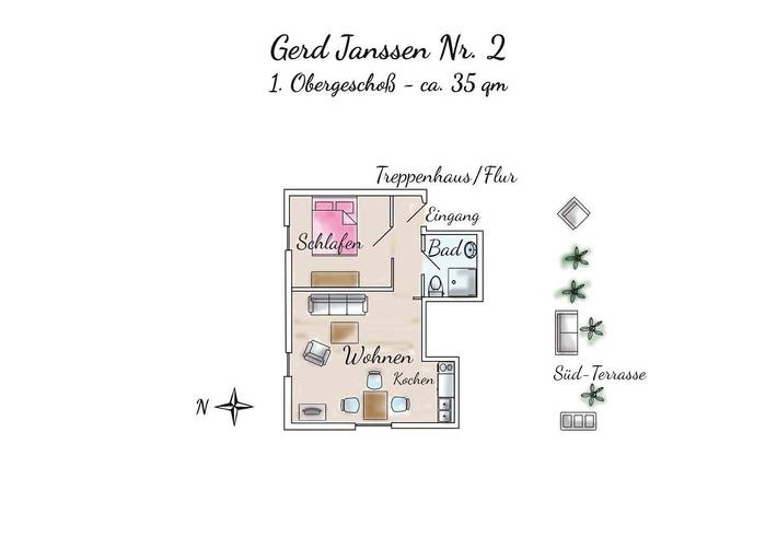 Gîte pour 2 personnes, avec sauna, animaux acceptés dans Spiekeroog - 2