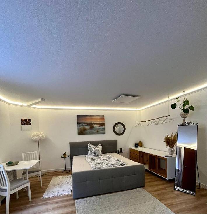 Ferienwohnung für 2 Personen, mit Terrasse und Garten sowie Sauna und Ausblick