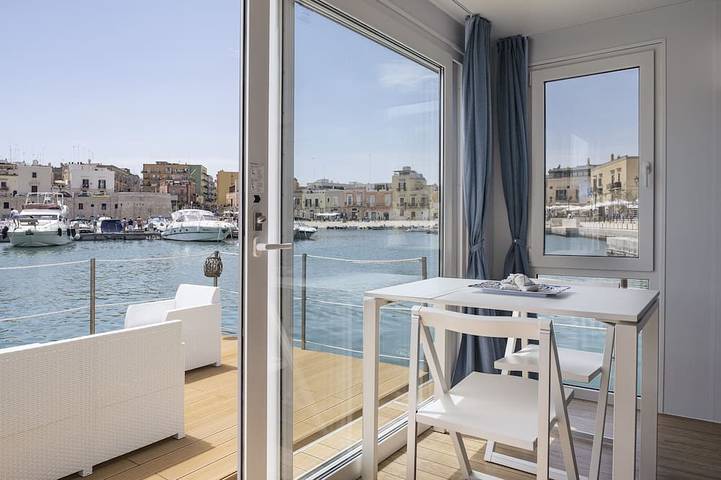 Houseboat in Bisceglie harbor in Bisceglie, Barletta-Andria-Trani