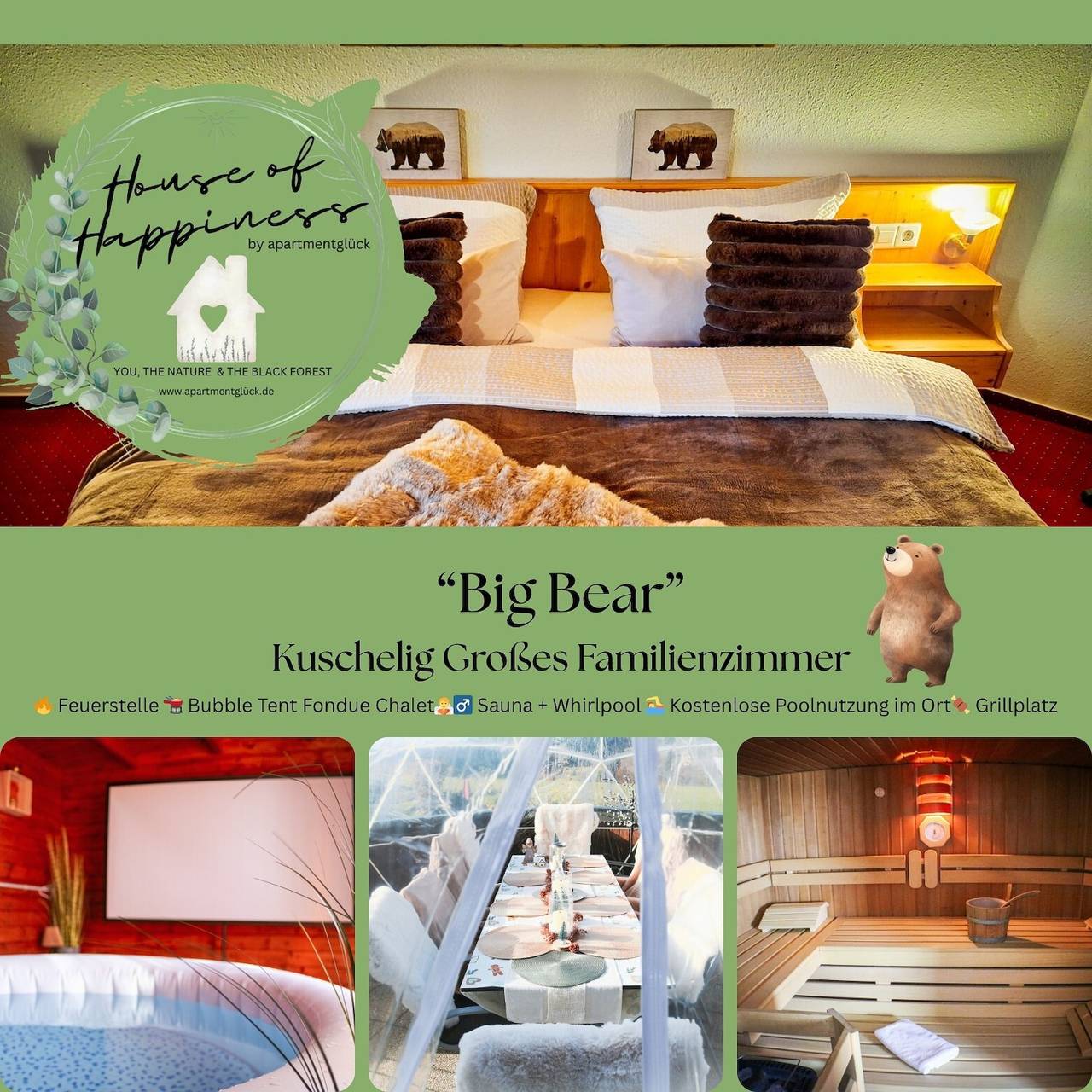 Big Bear - Großes Familienzimmer mit Balkon für 3-4 Personen in Schluchsee, Südschwarzwald