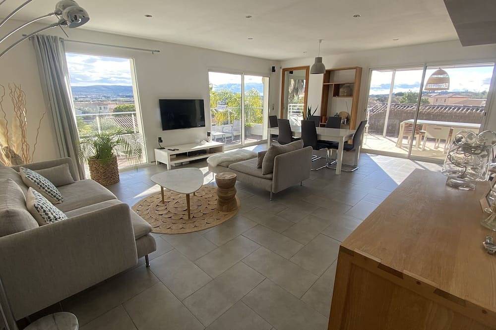 Villa 190m² 8 Personen, beheiztes Schwimmbad, außergewöhnliche Aussicht, exotischer Garten in Montbazin, Côte d'Améthyste