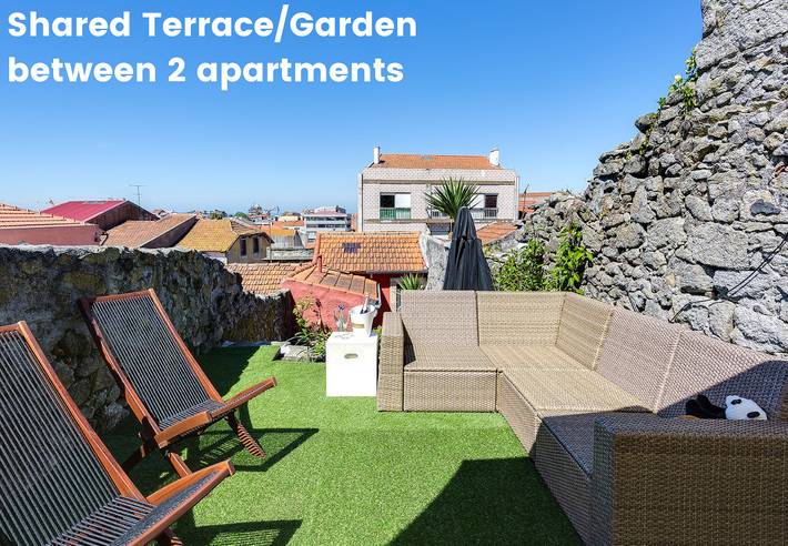 Location de vacances pour 2 personnes, avec terrasse et jardin à Porto
