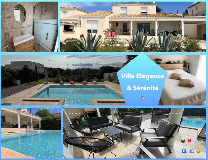 Villa pour 10 personnes, avec Terrasse et Jardin ainsi que Piscine et Vue à Gignac