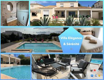 Villa pour 8 personnes, avec piscine ainsi que vue et jardin, adapté aux familles à Gignac