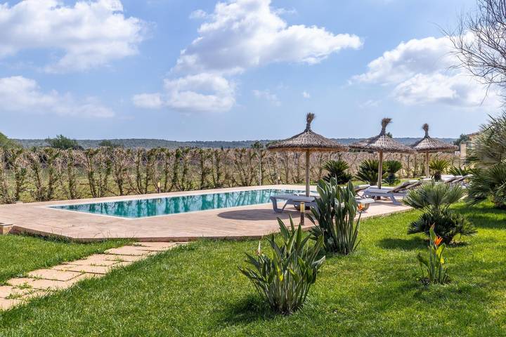 Vacation Home Son Fort Des Trenc with Mountain View, Pool, Wi-Fi, Terrace & Garden in Campos, South Majorca