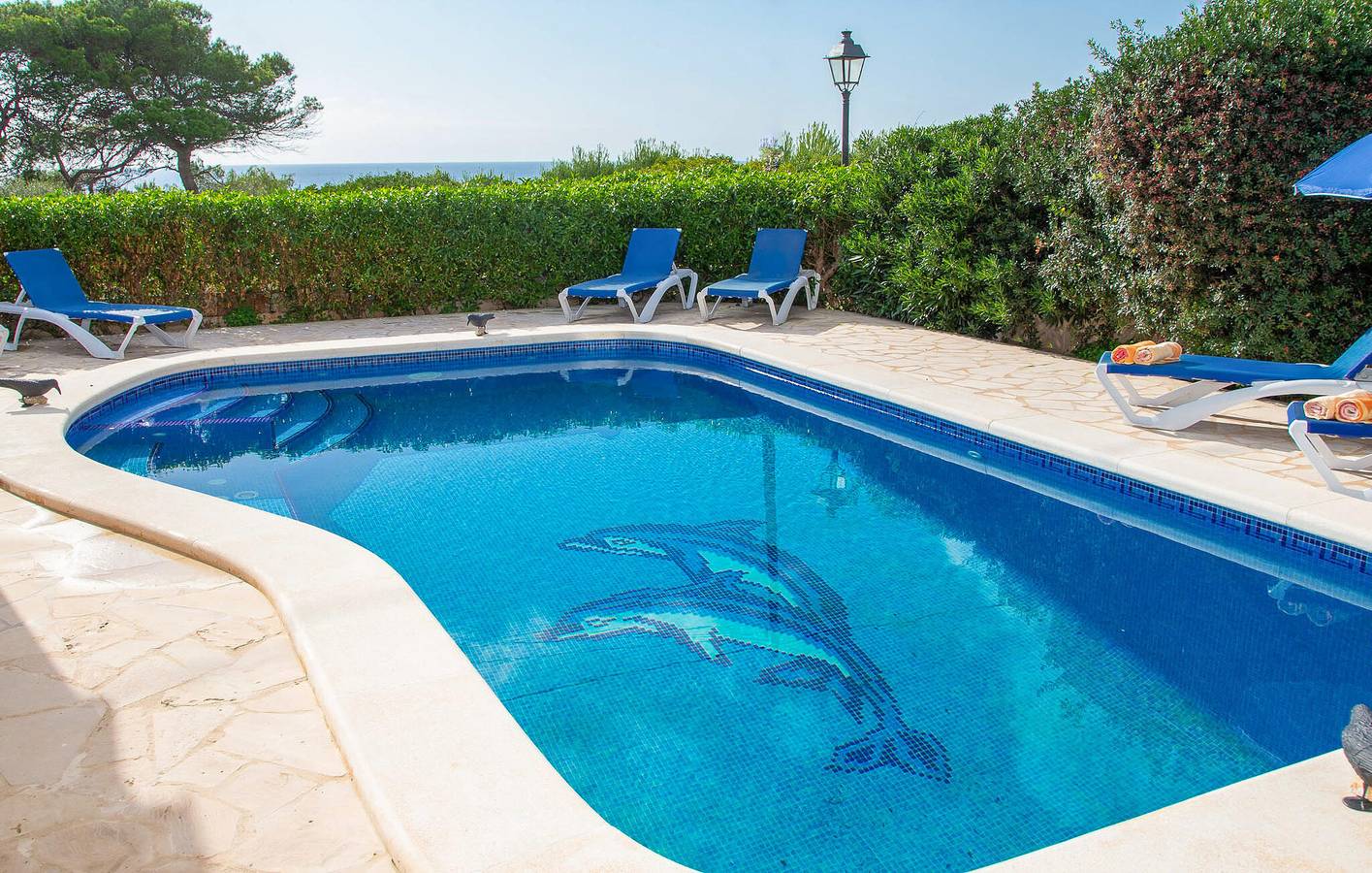 Apartment mit Meerblick, Terrasse, Pool und Grill in Santanyí, Mallorcas Küste