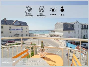 Gîte pour 4 personnes, avec vue et balcon, adapté aux familles dans Port Coz Pors