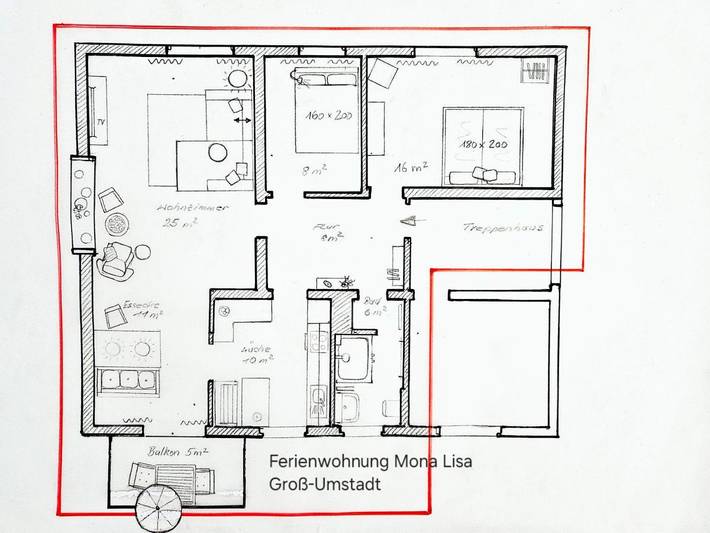 Ferienwohnung für 4 Personen, mit Balkon in Groß-Umstadt - 4