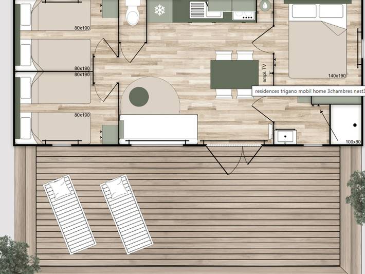 Mobil home pour 6 personnes, avec terrasse et piscine, animaux acceptés dans Long