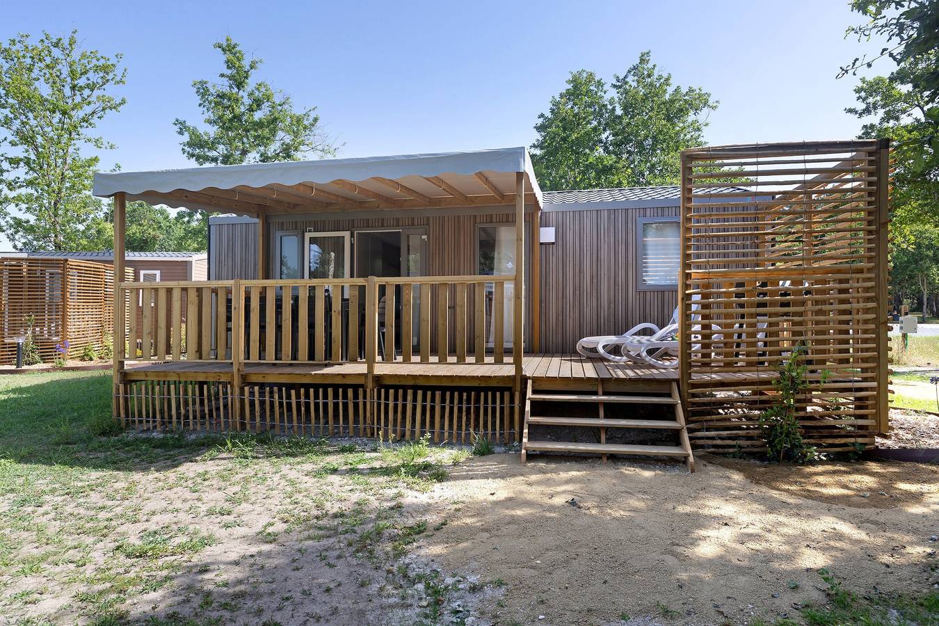Mobil-home 'Evasion 50' met gedeeld zwembad en terras in Saint-Gervais (Vendée), Vendée