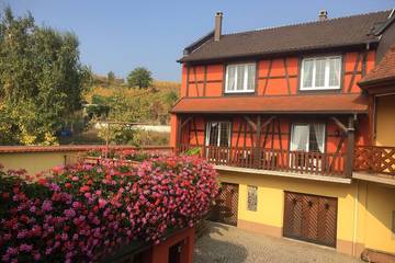 Gîte pour 6 personnes, avec piscine ainsi que balcon et jardin à Itterswiller