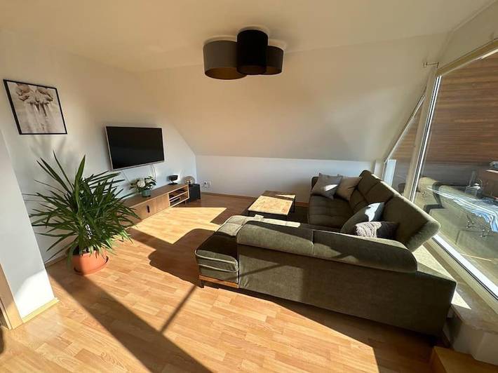 Ferienwohnung für 3 Personen, mit Balkon und Terrasse sowie Ausblick