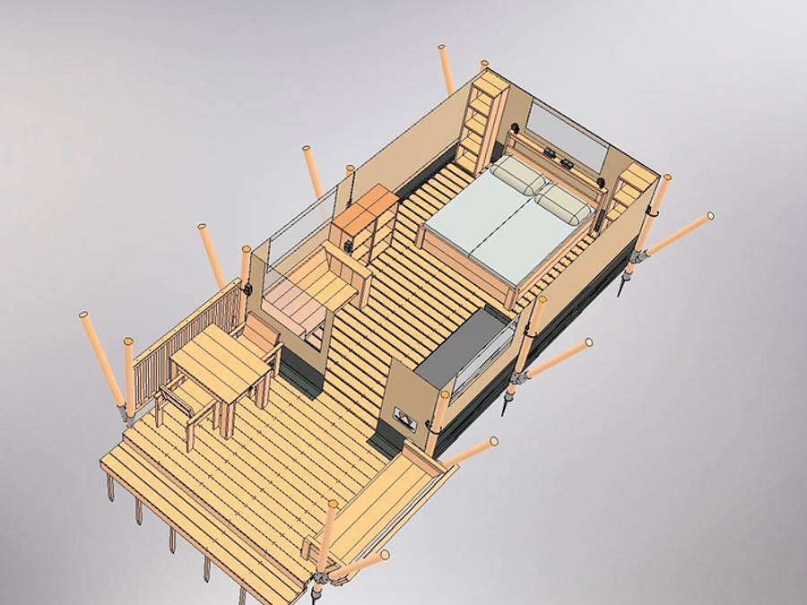 Camping L'Air du Temps  - Lodge 2 personen - Neu 2024 Logde Toile Elevation Angebot Freiheit in Beaulieu, Regionaler Naturpark Volcans d'Auvergne