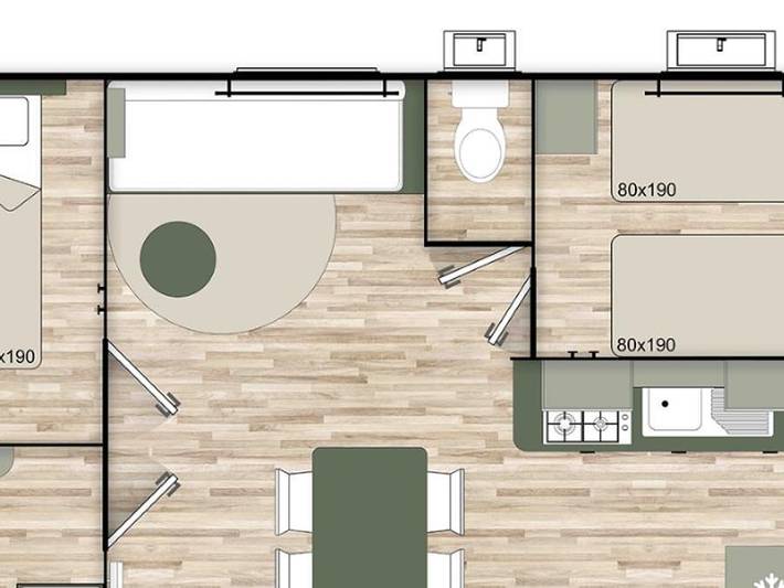 Camping Ushuaïa villages Sabot - Mobilhome 4 personnes - Mobilhome Triga 2 chambres in Saint-Maurice-de-Lignon, Haute-Loire
