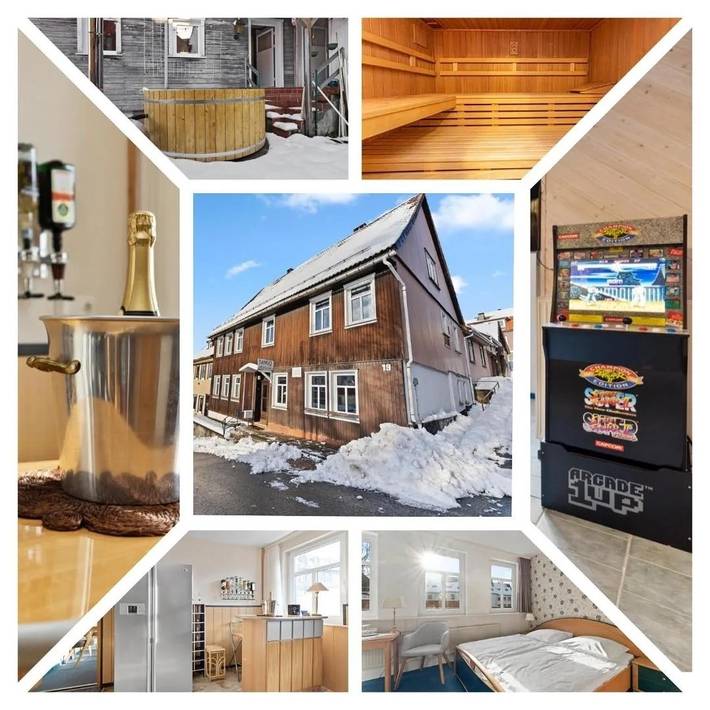 Ferienhaus für 18 Personen, mit Ausblick und Sauna sowie Garten im Harz