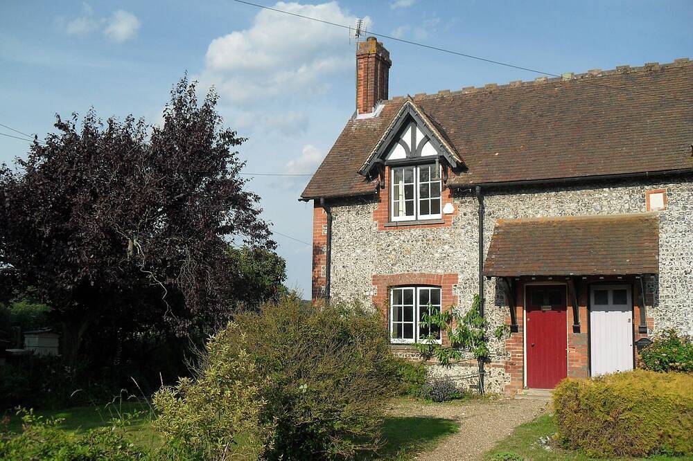 Brique victorienne et chalet de silex dans le Parc national de South Downs in Patching, Sussex de l'Ouest