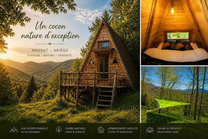 Gîte pour 3 personnes, avec vue ainsi que sauna et jardin à Massat