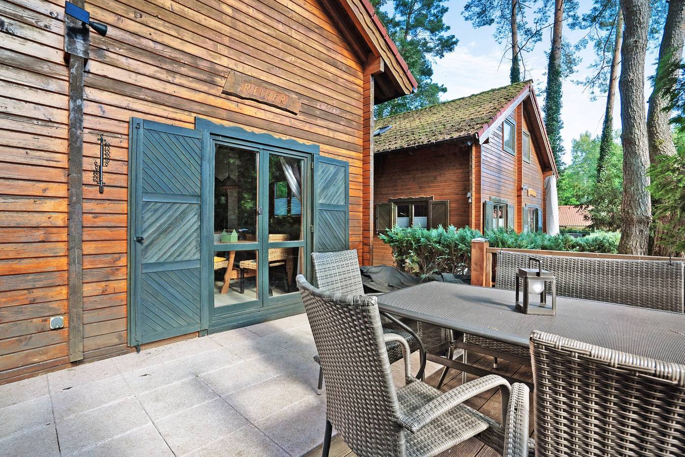 Ferienhaus 'Reiher' mit gemeinsamer Terrasse, Gemeinschaftsgarten und Wlan in Lychen, Uckermark