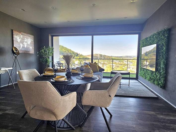 Ferienwohnung für 4 Personen, mit Balkon und Sauna sowie Ausblick