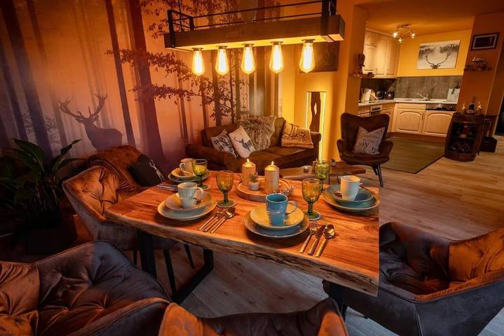 Ferienwohnung für 4 Personen, mit Balkon und Terrasse sowie Garten und Ausblick