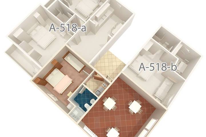 Appartement entier, Garçonnière avec la terrasse et la vue sur le mer Podgora, Makarska in Podgora (Split-Dalmatie), Makarska riviera
