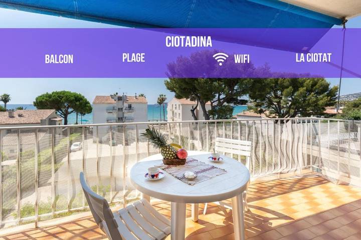 Gîte pour 4 personnes, avec vue et balcon dans La Grande Plage (La Ciotat)