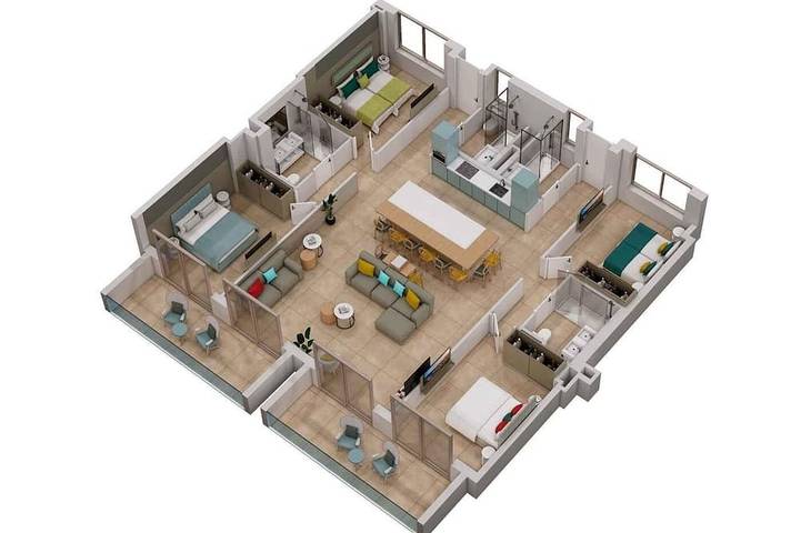 Holiday apartment for 9 people, with balcony and pool - 1
