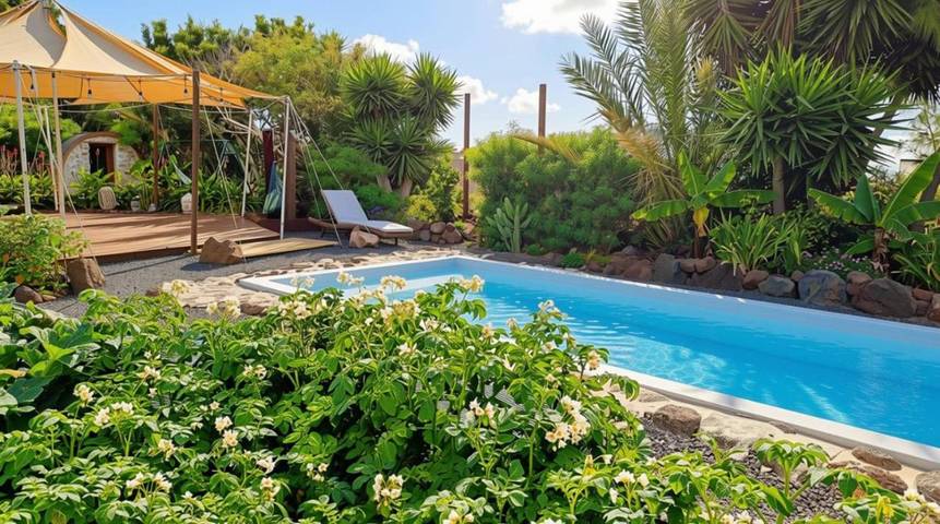 Ferienhaus für 2 Personen, mit Terrasse und Garten sowie Pool und Sauna auf Fuerteventura