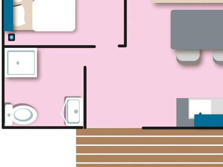 Camping La Roseraie  - Mobilheim 3 personen - Cottage Duo - 1 Schlafzimmer: 21m² - Nicht überdachte Terrasse 11m² 2/3 pers. in La Baule-Escoublac, Côte d'Amour