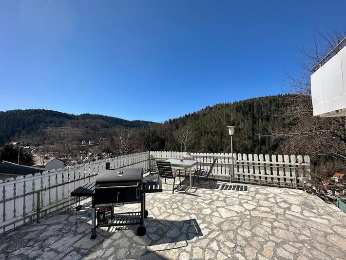 Ferienwohnung für 5 Personen, mit Balkon und Terrasse sowie Garten und Sauna
