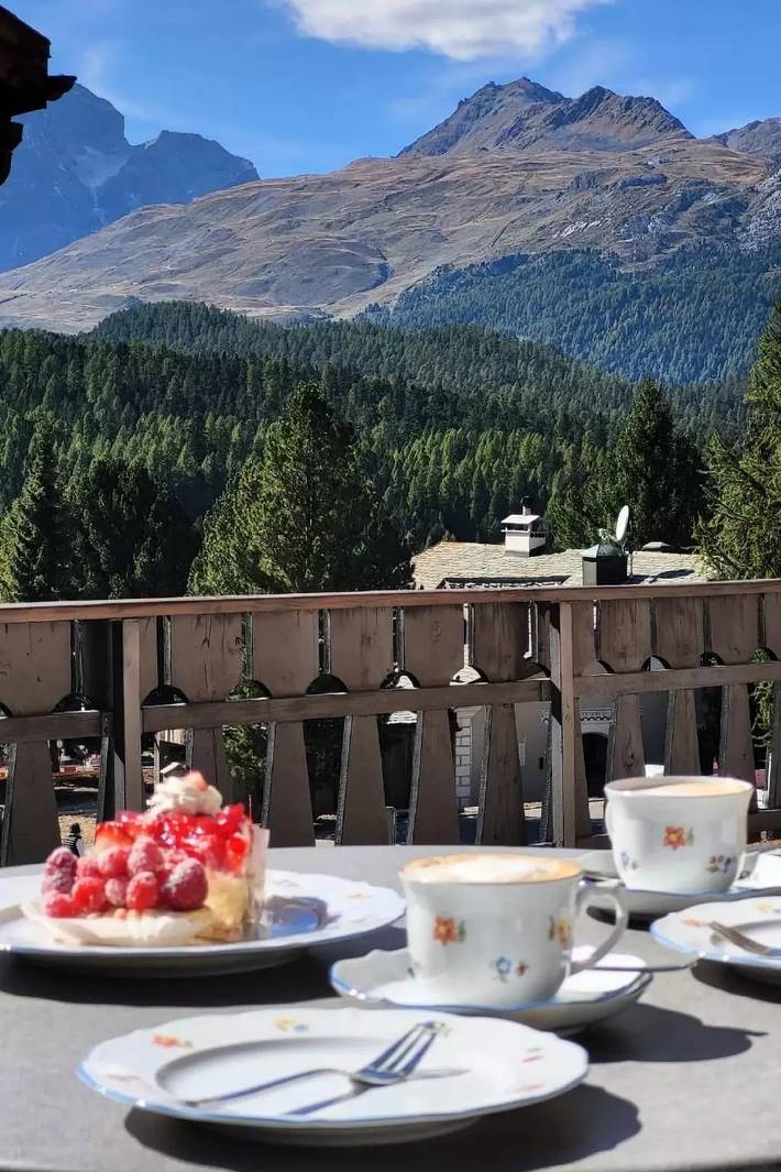 Ferienwohnung für 4 Personen, mit Balkon und Terrasse sowie Garten in Pontresina