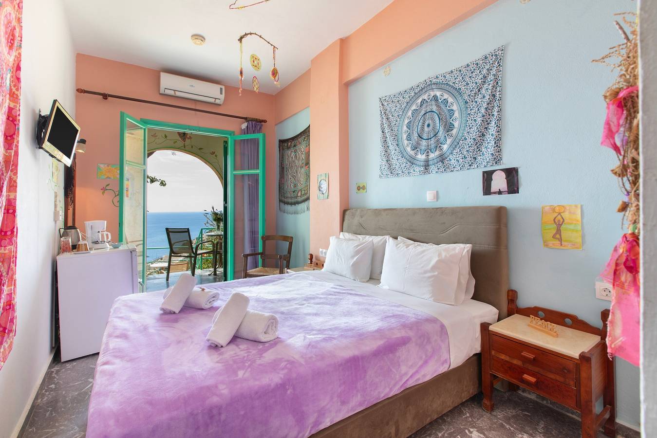 Bed and Breakfast 'Habitación Doble Nº 101 Vista al Mar' con Wi-Fi y Aire Acondicionado in Agia Galini, Rethymno und Umgebung