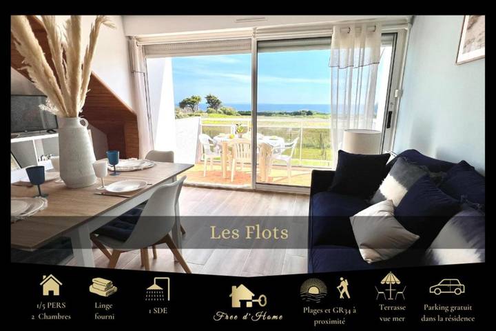 Gîte pour 5 personnes, avec vue et balcon dans Plage Kerou