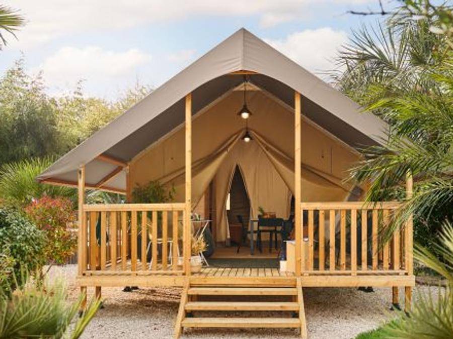 Flower Camping Domaine de Pendruc - Albergue 4 personas - Mini Madera 21m² 2 habitaciones sin sanitarios / terraza cubierta in Trégunc, Region de Quimper