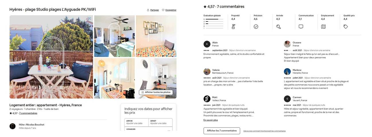 Appartement de vacances entier, Hyères - plage Studio plages L'Ayguade Pk/Wifi/Clim in l'Ayguade, Hyeres