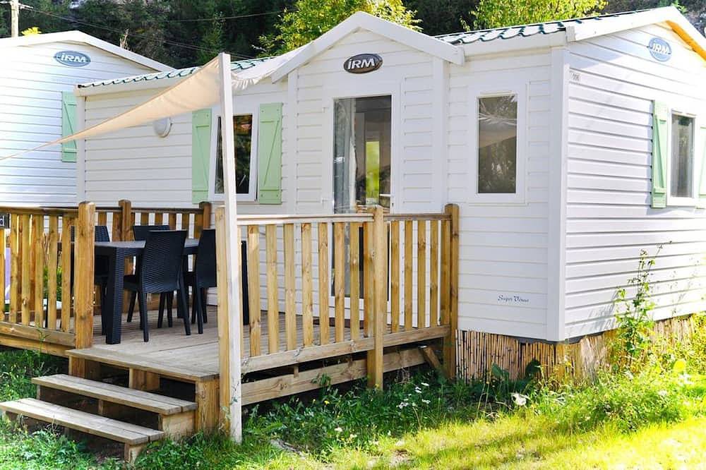 Mobilheim mit Terrasse - 4 Pers. in Méolans-Revel, Barcelonnette und Umgebung