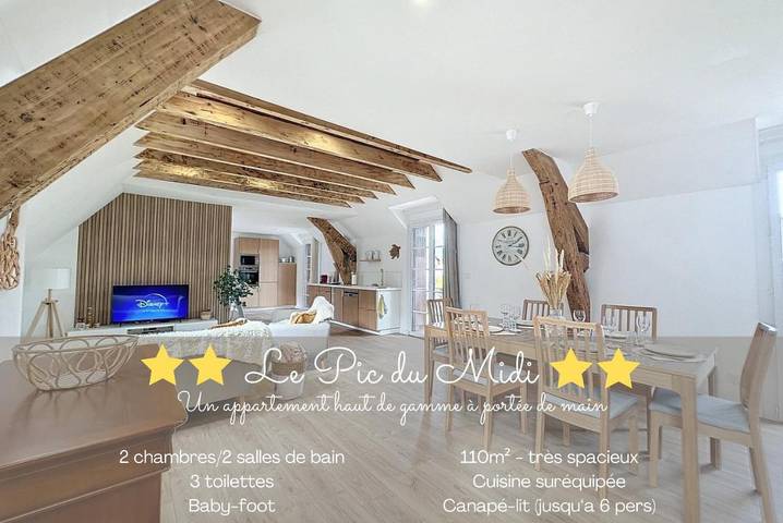 Gîte pour 6 personnes, avec Balcon ainsi que Jacuzzi et Vue dans Casino De Bagneres De Bigorre