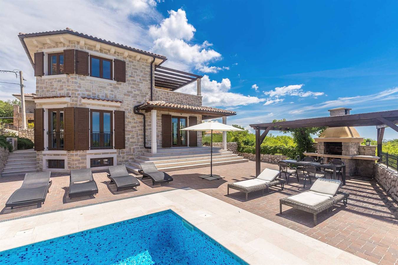 Villa Cavallo mit Pool und Meerblick in Linardici, Krk