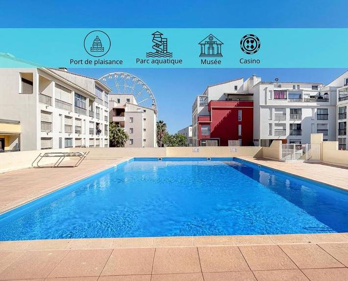 Appartement de vacances pour 4 personnes, avec vue ainsi que piscine et terrasse