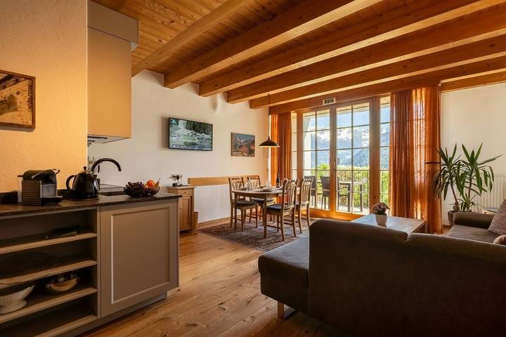 Ferienwohnung für 4 Personen, mit Terrasse und Garten sowie Ausblick
