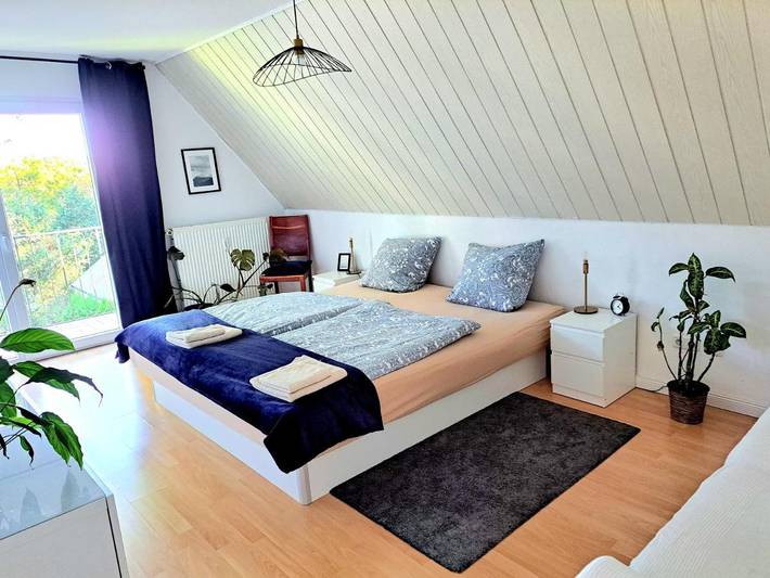 Ferienwohnung für 5 Personen, mit Balkon und Terrasse sowie Ausblick