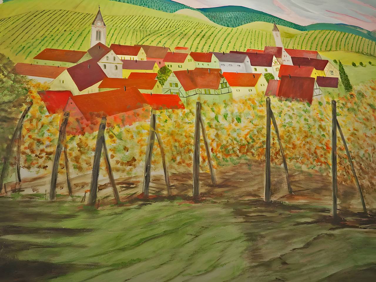 Chambre d’hôtes « Demeure D’antan - Chambre Esmeralda » avec terrasse et jardin partagés, Wi-Fi in Beblenheim, Région de Ribeauvillé