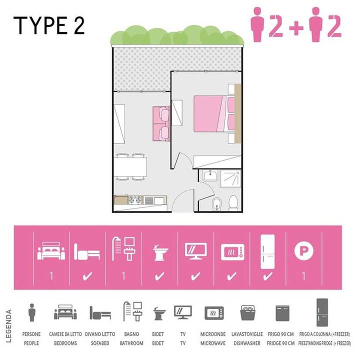 Gîte pour 4 personnes, avec Balcon et Piscine à Chioggia - 2